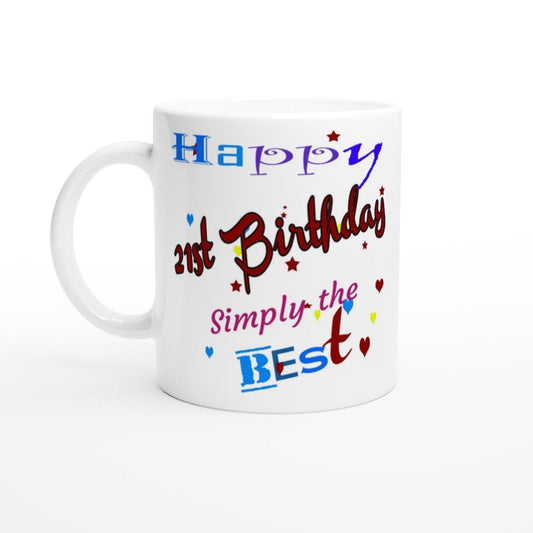 21st Birthday Mug White 11oz - Momento Mugs