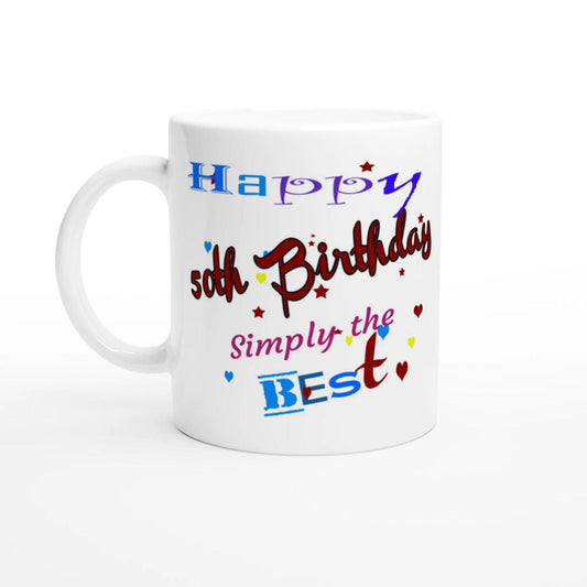 50th Birthday Mug White 11oz - Momento Mugs