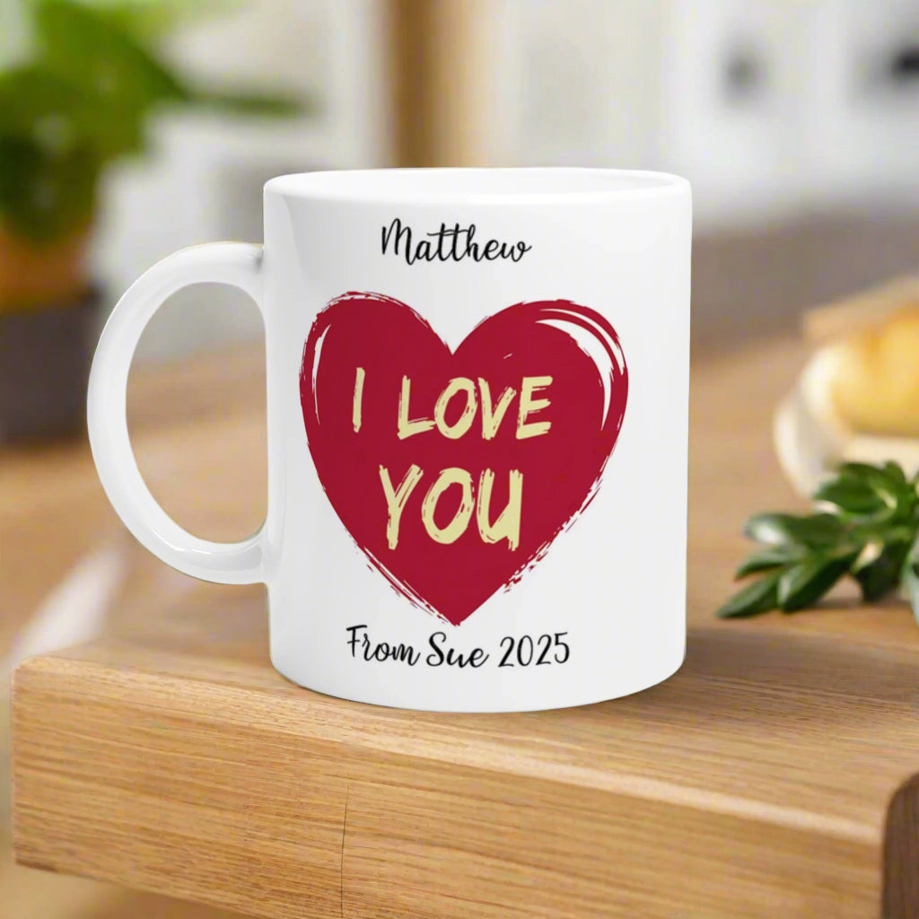 Heart Mug with Text "I Love You"