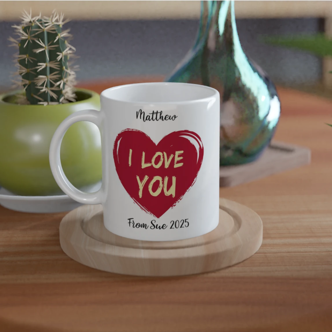 Heart Mug with Text "I Love You"