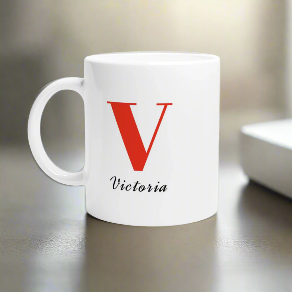 Red Personalised Name & Initial Mug 